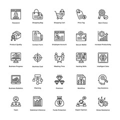 Line Icons Set of Project Management
