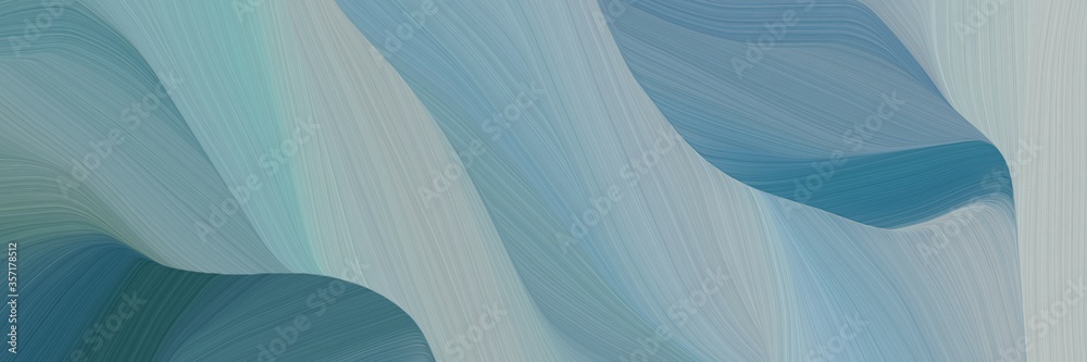 Poster abstract curved speed lines background or backdrop with light slate gray, teal blue and ash gray colors. can be used as header or banner