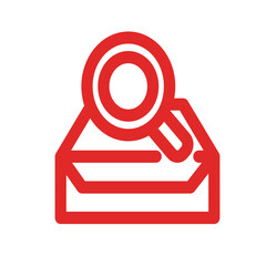 magnifying glass icon on red button