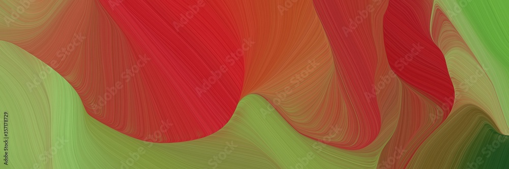 Poster chaotic curved speed lines background or backdrop with firebrick, moderate green and pastel brown co