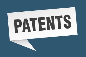 patents banner. patents speech bubble. patents sign
