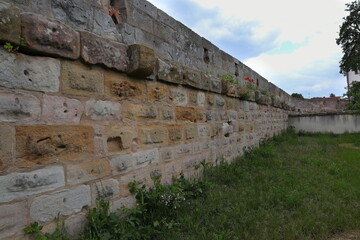 Fototapeta na wymiar Burgmauer, Sandstein, Schloss