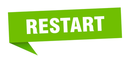 restart banner. restart speech bubble. restart sign