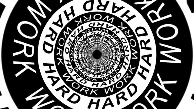 Work hard 3d creative typography animation. Looping animated background. Endless wallpaper stock footage. Seamless pattern