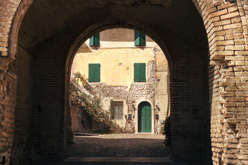 Fototapeta na wymiar Italian medieval landmark. Glimpse of an ancient village
