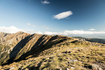 Autumn Nizke Tatry mountains scenery with Derese and Chopok mountain peaks from Polana hill summit in Slovakia © honza28683