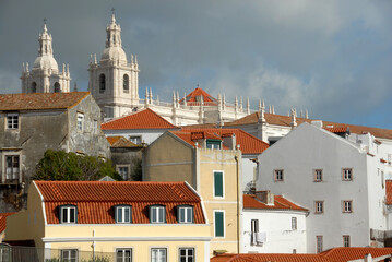 Fototapeta premium Lisbon is the capital of Portugal overlooking the Atlantic Ocean. It is a beautiful city full of charm. The Estrela Basilica is a great example of Portuguese Baroque art.