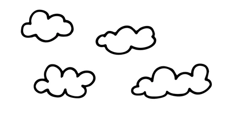 Gardinen doodle cloud illustration hand drawn vector. Some simple clouds on the sky. Thick black stroke isolated © Анастасия Красавина