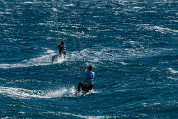 kite surfing on the mediterrean coast