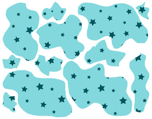 Set of abstract aesthetic forms elements stars on a blue background