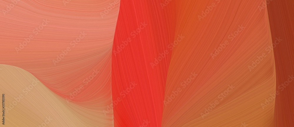Poster beautiful dynamic curved speed lines background or backdrop with coffee, dark salmon and salmon colors. can be used as card background