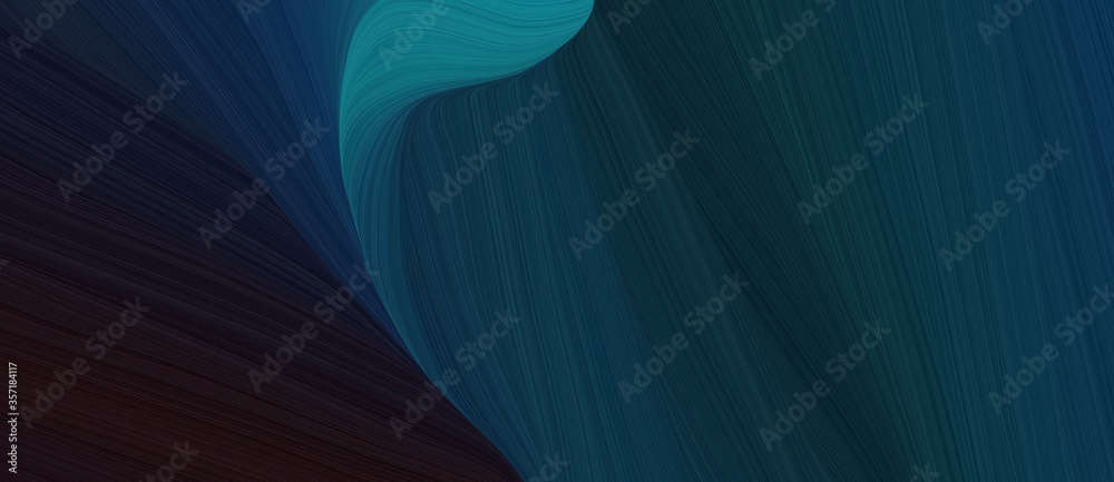 Poster abstract curved speed lines background or backdrop with very dark blue, teal and very dark pink colo