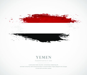 Abstract watercolor brush stroke flag for independence day of Yemen