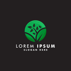 Tree logo template, environment symbol with leaf icon design vector illustration
