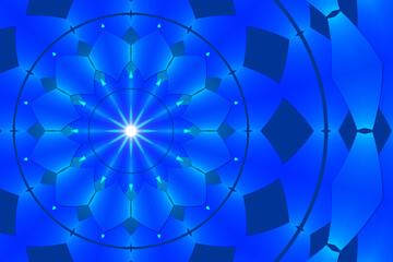 abstract background, shape and circles on blue background