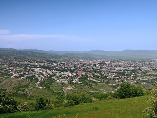 Panoramic view on Shusha, city in the disputed region of Nagorno-Karabakh in the South Caucasus