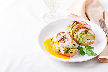Toast with poached egg and avocado