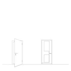 door closed one line drawing, sketch