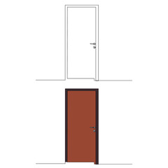 door brown single line drawing