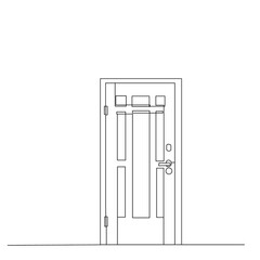 vector, isolated, door closed one line drawing, sketch