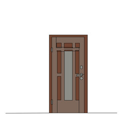 door brown single line drawing