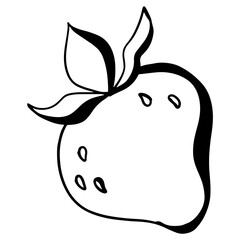 Cute kawaii strawberries whole berry. Digital doodle outline art. Print for greeting card, wedding, sticker, packaging, wrapping paper, textile, menu, poster, fabric, coloring page.