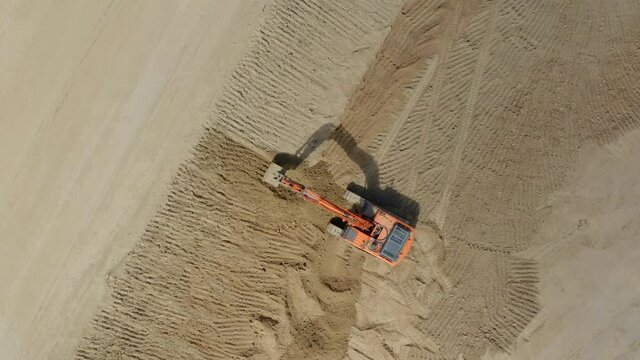 Drone shot of excavator working