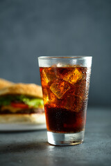 Refreshing soda with ice