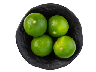 Fresh ripe green limes on white background. (clipping path)