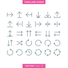 Set of arrow icon vector design template. Editable stroke