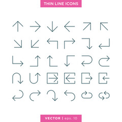 Set of arrow icon vector design template. Editable stroke