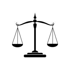 Justice balance scales. Flat vector icon