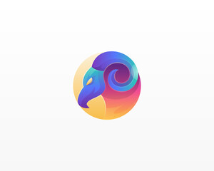 Colorful goat vector logo.
