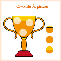 Complete the picture, puzzle task, game for preschool kids. pencil