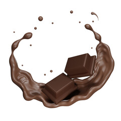 Chocolate splash smooth abstract shapes with clipping path , 3d illustration 3D Rendering
