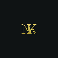 Creative modern elegant trendy unique artistic NK KN K N initial based letter icon logo.
