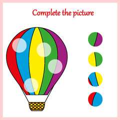 Complete the picture, puzzle task, game for preschool kids. pencil