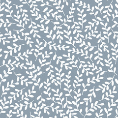 Floral seamless pattern in hand-drawn style. Flowers in white background. Simple fabric design. Vector illustration.