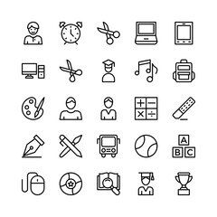 School and Education Line Vector Icons 3