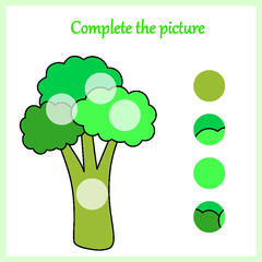 Complete the picture, puzzle task, game for preschool kids. pencil