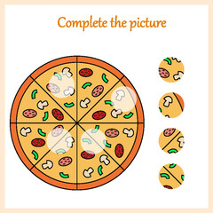 Complete the picture, puzzle task, game for preschool kids. pencil
