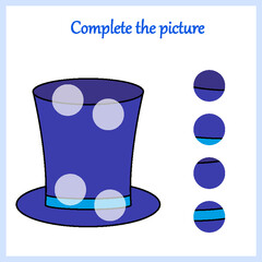 Complete the picture, puzzle task, game for preschool kids. pencil