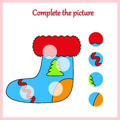 Complete the picture, puzzle task, game for preschool kids. pencil