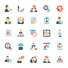 Fototapeta na wymiar Human Resources and Management Colored Vector Icons 5