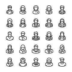 Fototapeta premium Avatars Line Vector Icons 5