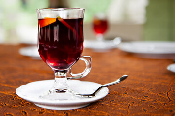 Red cherry punch in clear glass