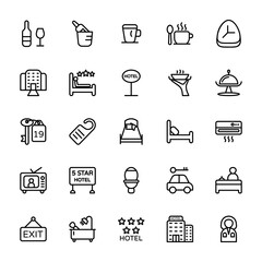 
Traveling and Hotel Line Vector Icons