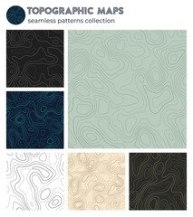 Topographic maps. Attractive isoline patterns, seamless design. Beautiful tileable background. Vector illustration.