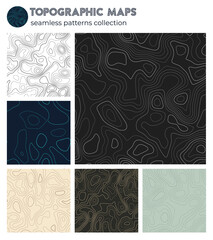 Topographic maps. Attractive isoline patterns, seamless design. Modern tileable background. Vector illustration.