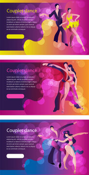 Beautiful couple dancing Latin American dance. A set of templates for horizontal banners.